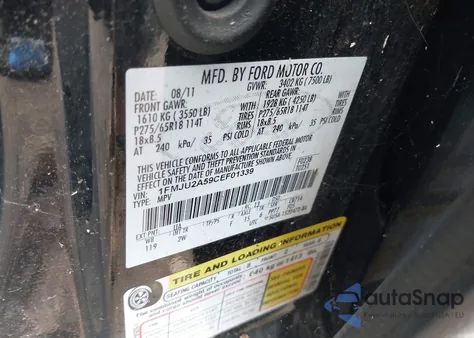 2012 Ford Expedition Limited z USA, uszkodzony, nr VIN 1FMJU2A59CEF01339